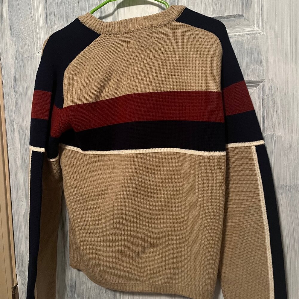 Vintage Ski Sweater Men’s 70s 80s Knit Sweater Striped Size S Acrylic Taiwan